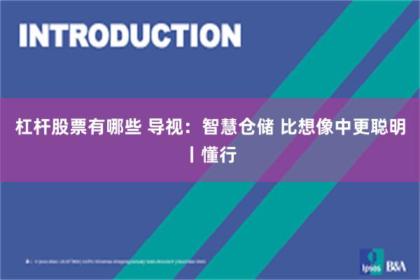 杠杆股票有哪些 导视：智慧仓储 比想像中更聪明丨懂行