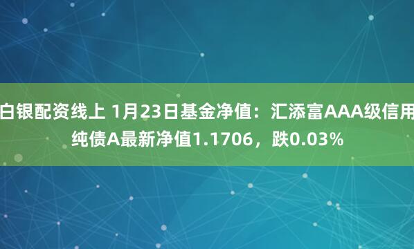 白银配资线上 1月23日基金净值：汇添富AAA级信用纯债A最新净值1.1706，跌0.03%