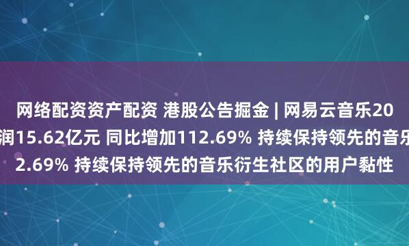 网络配资资产配资 港股公告掘金 | 网易云音乐2024年年度股东应占利润15.62亿元 同比增加112.69% 持续保持领先的音乐衍生社区的用户黏性