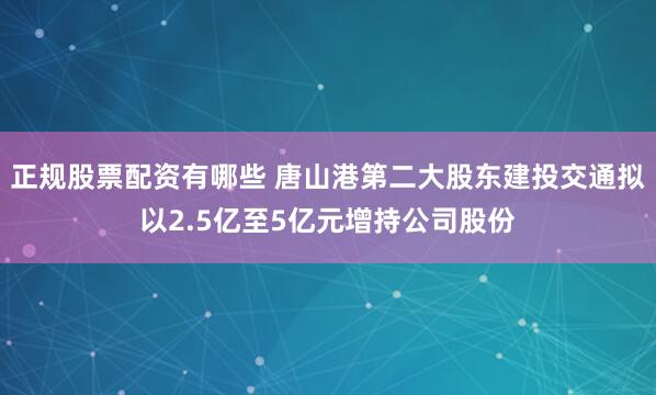 正规股票配资有哪些 唐山港第二大股东建投交通拟以2.5亿至5亿元增持公司股份